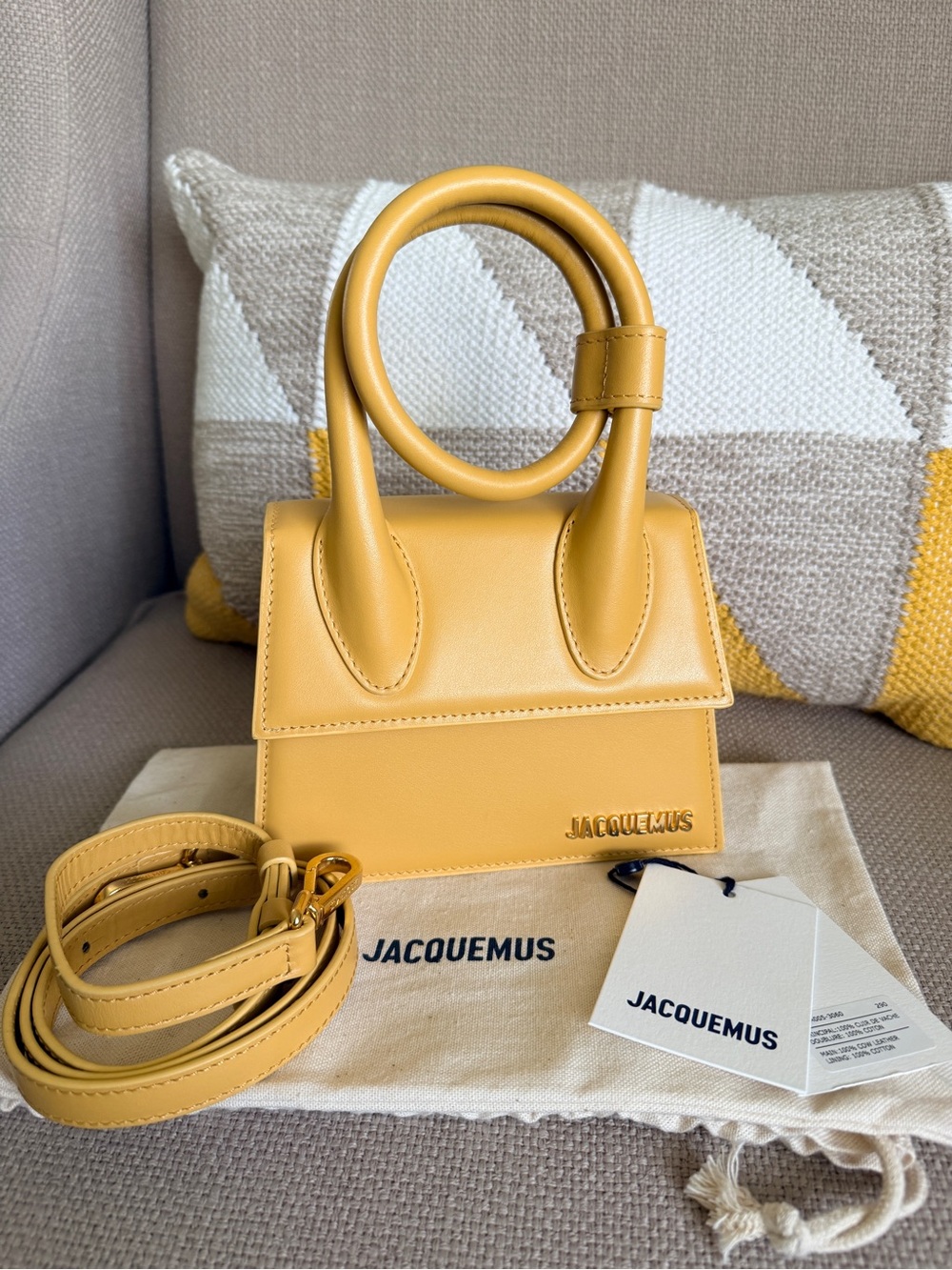 Jacquemus Le Chiquito Noeud in dark Yellow